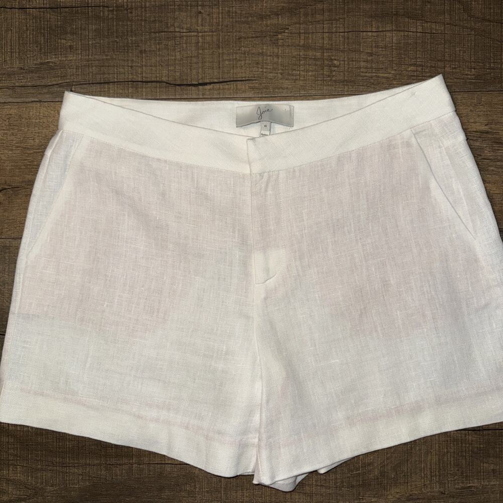 JOIE Off White 100% Linen Shorts Sz 10- 32W 4.5L EUC Beach Quiet Luxury Resort - Picture 2 of 9